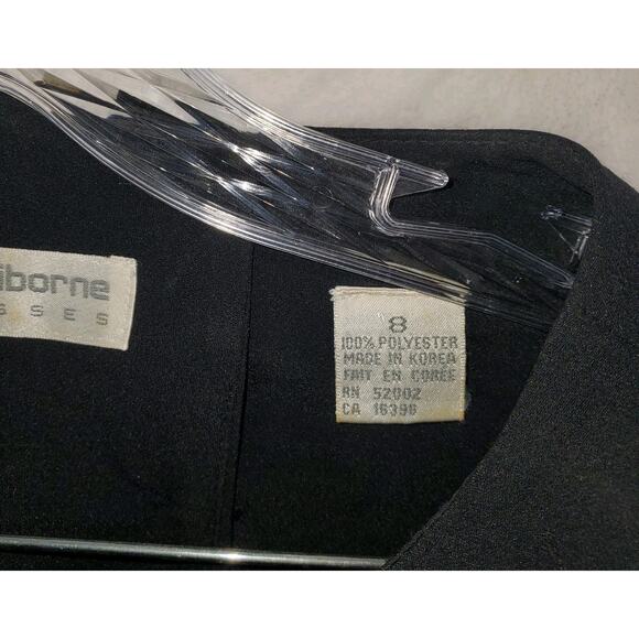 Vtg 90s LIZ CLAIBORNE Black Button Down Back Empire Waist Maxi Dress Sz 8 Medium - Picture 8 of 10